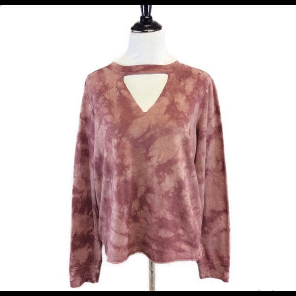 Altar'd State Tops - Altar’d State mauve burnout v neck sweatshirt